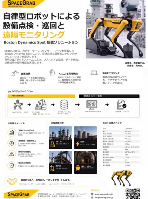 📣SpaceGrabが「川崎重工業×尼崎信用金庫×兵庫県阪神地域 技術共創パートナー探索会」に出展します！✨

こんにちは！AtomsWorldのもっちーです。

明日、グループ会社の株式会社SpaceGrabが、川崎重工業株式会社 明石工場 総合事務所にて開催される「川崎重工業×尼崎信用金庫×兵庫県阪神地域 技術共創パートナー探索会」に出展します😊

当日は、四足歩行ロボット「Spot」を展示し、SpaceGrabの取り組みや技術をご紹介します🤖✨

実際にSpotをご覧いただきながら、ロボットを活用した取り組みについて知っていただける機会となっています！

【川崎重工業×尼崎信用金庫×兵庫県阪神地域 技術共創パートナー探索会】
📅日時：9月29日（火）11:00～16:00
📍会場：川崎重工業株式会社 明石工場 総合事務所（兵庫県明石市川崎町1-1）

当日ご参加予定の方は、ぜひSpaceGrabのブースにもお立ち寄りください😊

企業情報はプロフィールのURLから👉 atomsworld.co.jp
弊社ZEB社屋の見学をご希望の方は、ぜひコメント欄からご連絡ください！

#AtomsWorld #SpaceGrab #川崎重工 #展示会 #ロボット